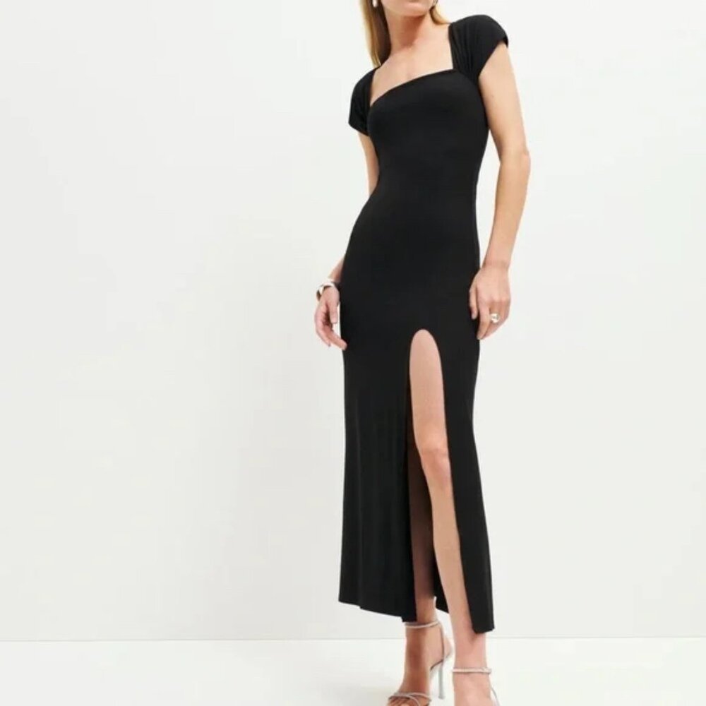 REFORMATION HARLYN STRETCH KNIT JERSEY BLACK MEDIUM